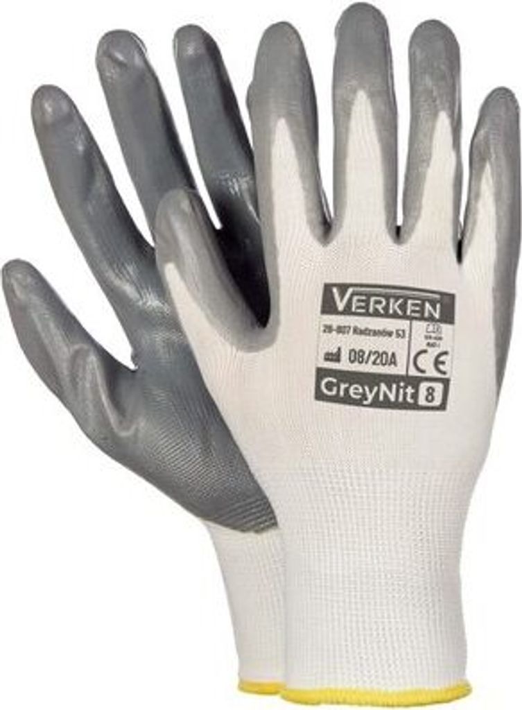 12x Arbeitshandschuhe Montagehandschuhe Nylon-Nitril Größe M-8 Unisex grau 12 Paar