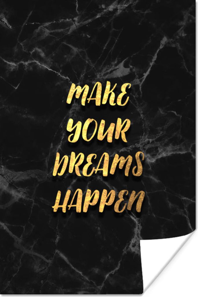 MuchoWow Poster Zitat - Traum - Schwarz - Gold 40x60 cm - Plakate für die Wand - Poster Babyzimmer
