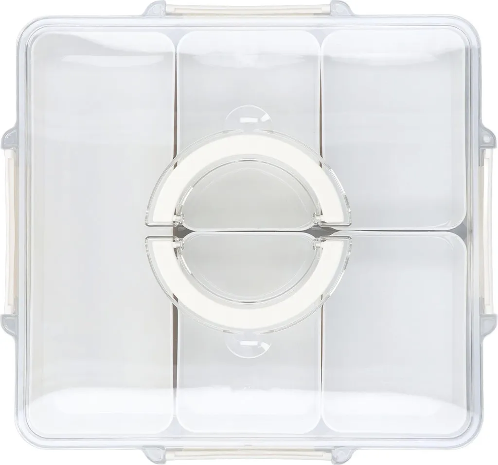 Vassoio Antipasti 5 Scomparti con Manico e Coperchio Ermetico Bianco - 4