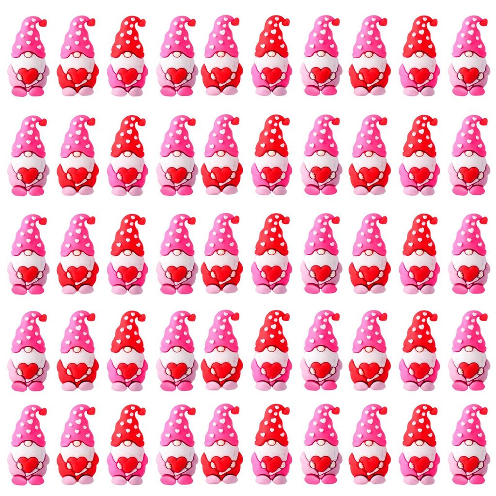 Mini-Gnome-Figurenset für Versteckspiele, Valentinstag, Herz-Gnome, Rot und Rosa, einzigartige Tischdekoration, romantische Geschenke
