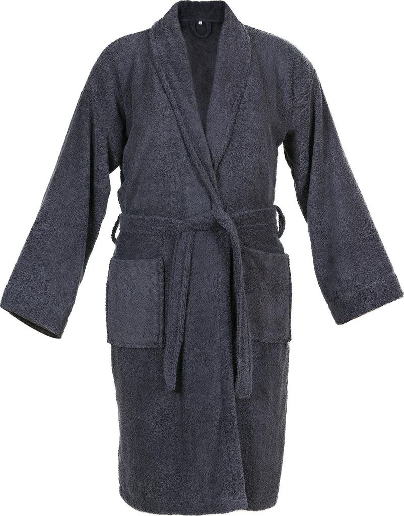 DoubleLife Bademantel - 100% Baumwolle, davon 50% Recycelte - GRS - Größe L - Anthrazit