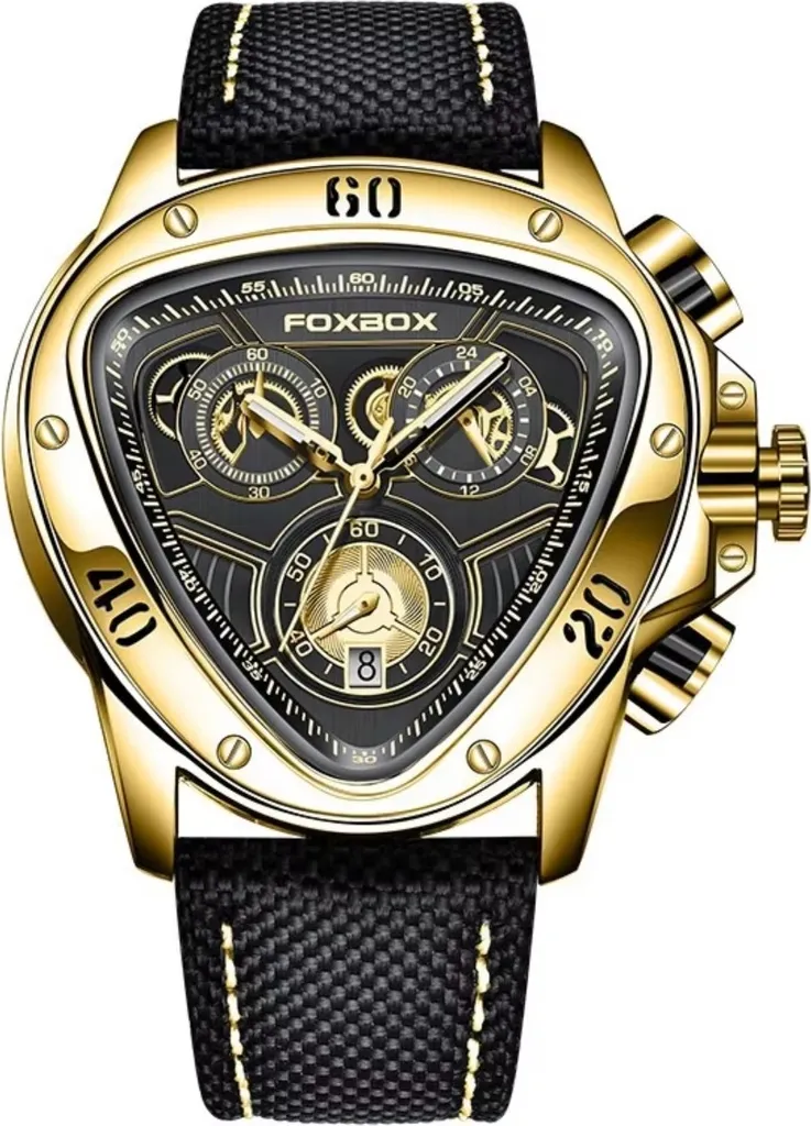 Montre-bracelet Analogique de Luxe Triangle Noir FOXBOX pour Hommes Stylés