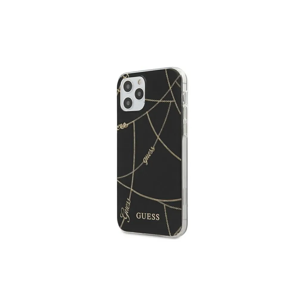 Custodia Rigida Guess iPhone 12 Mini | Catena Oro Nero GUHCP12SPCUCHBK