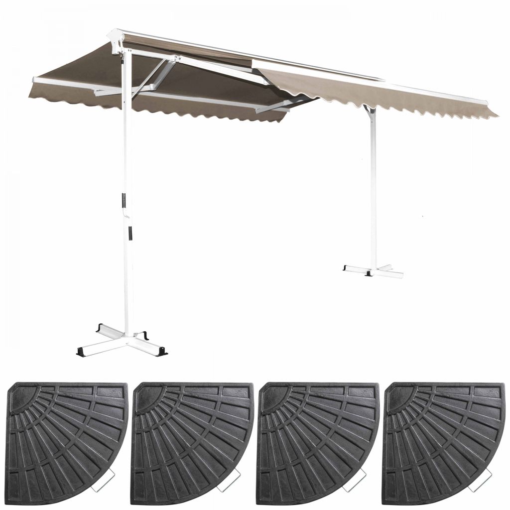 Doppelschrägmarkise und Ballastplatten Taupe - Oviala Delgada