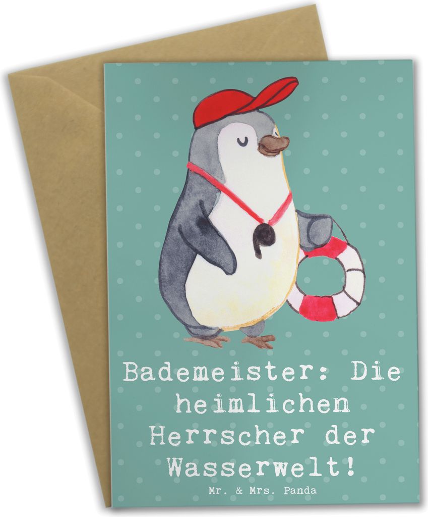 Mr. & Mrs. Panda babykarte Bademeister Herrscher - Meeresbrise - Geschenk, weihnachtskarten, Beruf, Grußkarten, hochzeitskarten, Badegäste, oster...