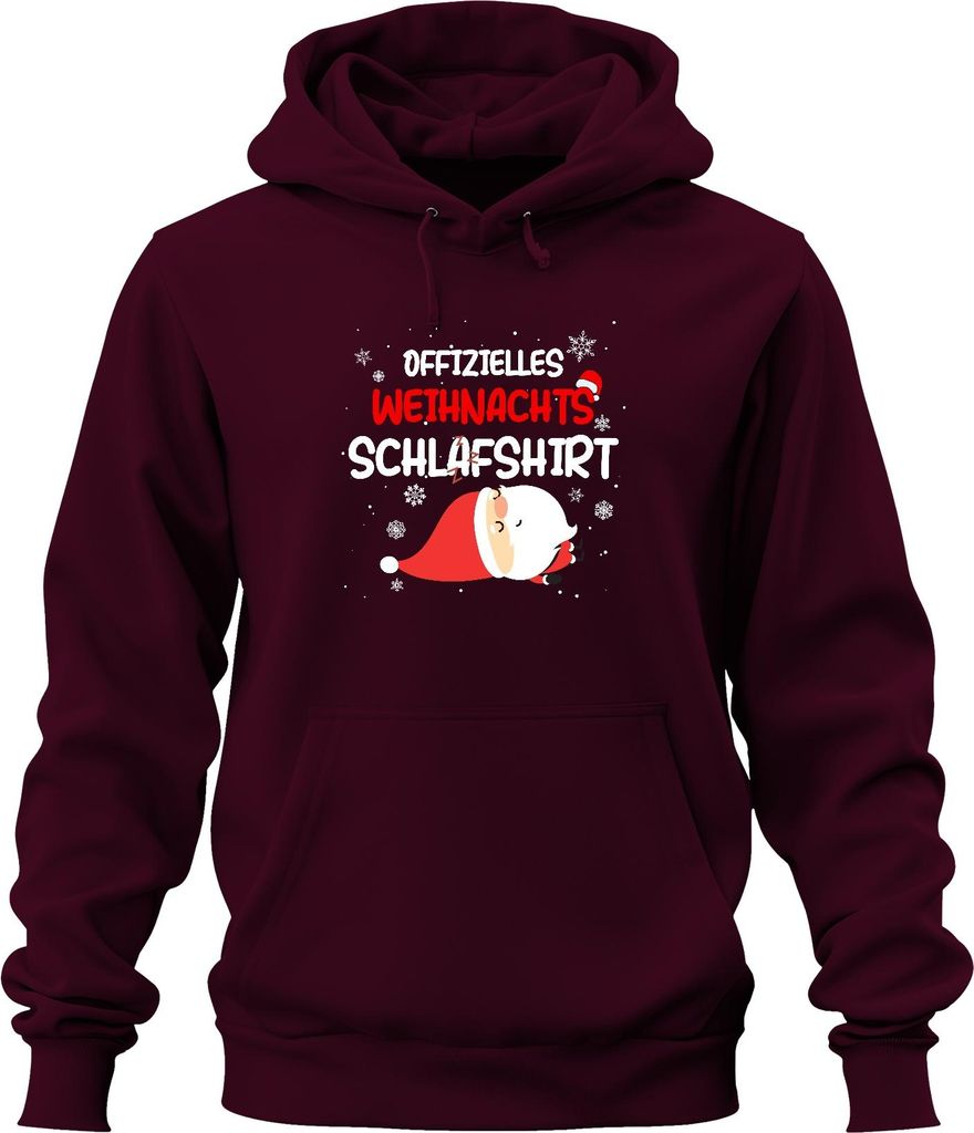 Offizielles Weihnachts-Schlafshirt Weihnachtsmann Santa - Weihnachten Xmas Christmas Uni Hoodie Kapuzenpullover, Burgundy, 3XL