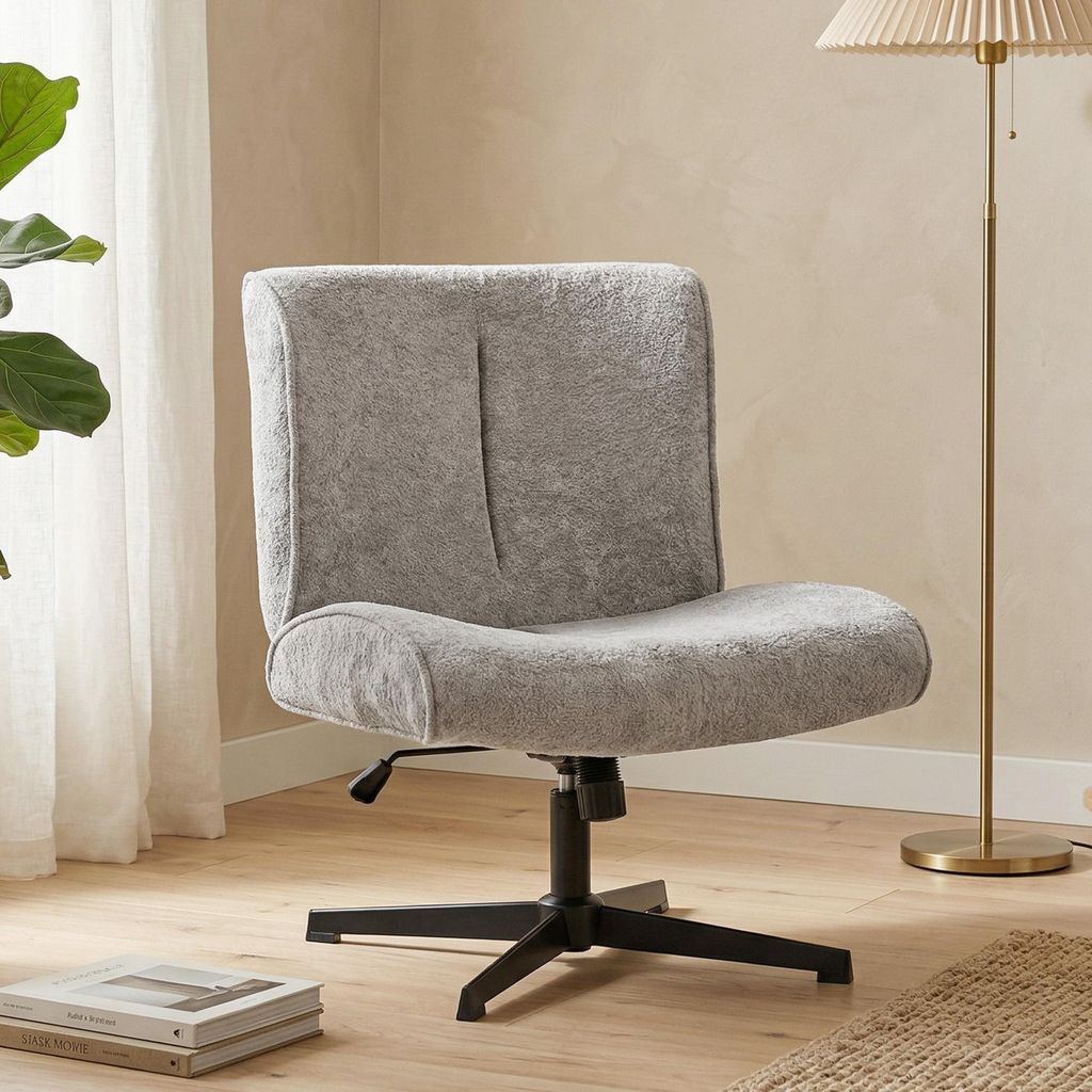 HOMCOM Sessel Drehbarer Höhenverstellbar Loungesessel mit Samtoptik, Grau