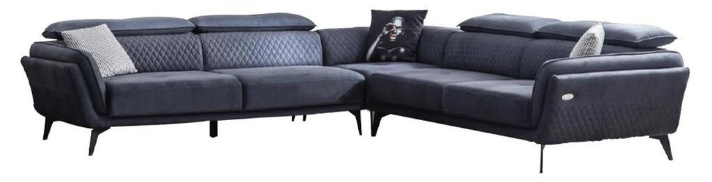 Robustes Graues Stoffsofa Designer L-Form Sofa Wohnzimmer Polster Couch