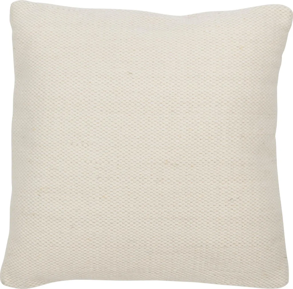 Coussin Tissé en Laine Naturelle Crème J-Line - Petit Format Décoratif