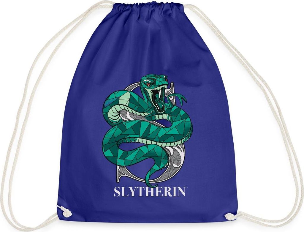 Spreadshirt Harry Potter Slytherin Wappen Monochrom Turnbeutel, One size, Königsblau