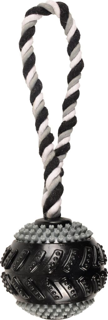 Flamingo Hundespielzeug TPR Gladiator Curling + Seil schwarz