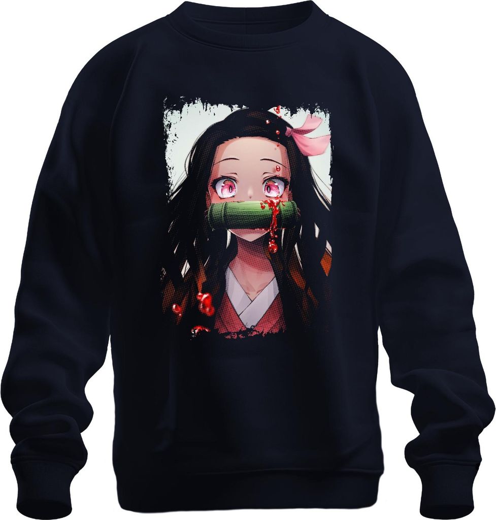 Nezuko Kamado Demon Slayer Anime Manga Bambus Blut Kawaii Cosplay Uni Sweatshirt Pullover, Navy, XXL