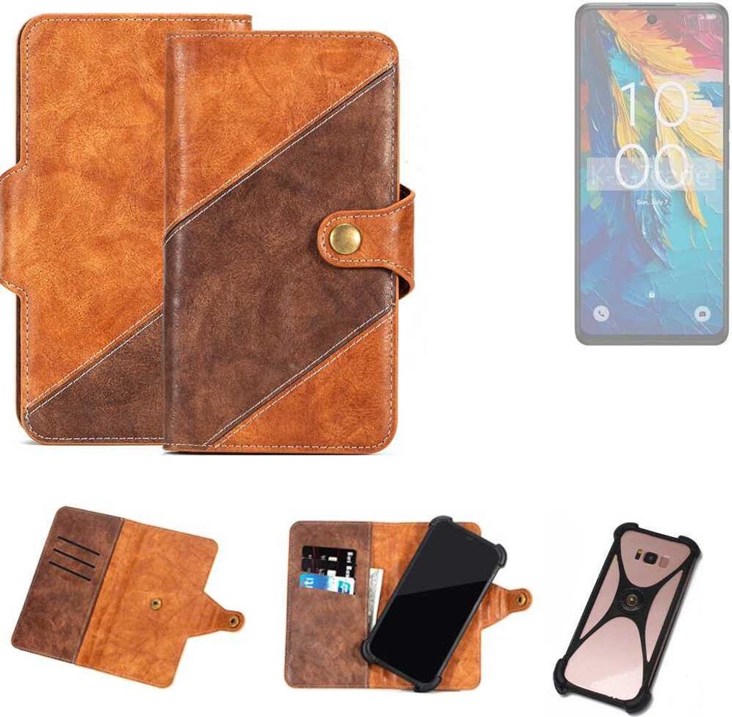 K-S-Trade Handyhülle Schutzhülle Bookstyle Case Wallet-Case kompatibel mit TCL 50 NXTPAPER 5G Cover Klapphülle Kantenschutz Smartphone dunkelbraun