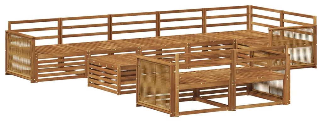 Gartenmöbelset Sofagarnitur 9-Sitzer Akazienholz Latten-Design Wetterfest Modular Sitzhöhe 37 cm