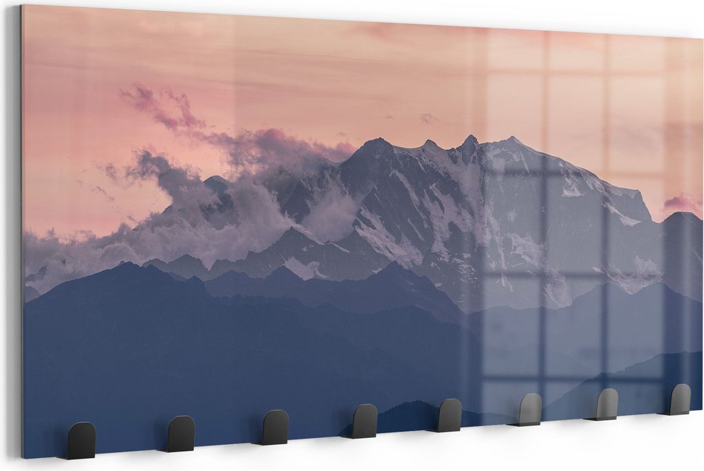 DEQORI Kleiderhaken Glas 60x30 cm 'Alpenabendglanz' Wand Garderobe beschreibbar Paneel