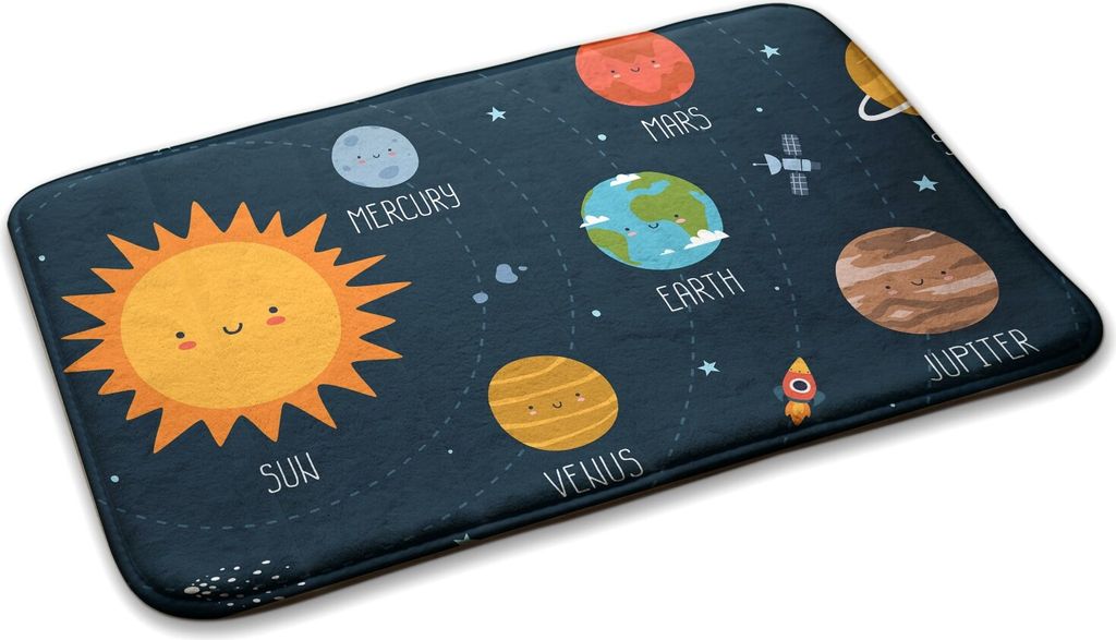 Teppich Kinderteppich Schlafzimmer Modern - 90 cm x 60 cm - Sonnensystem