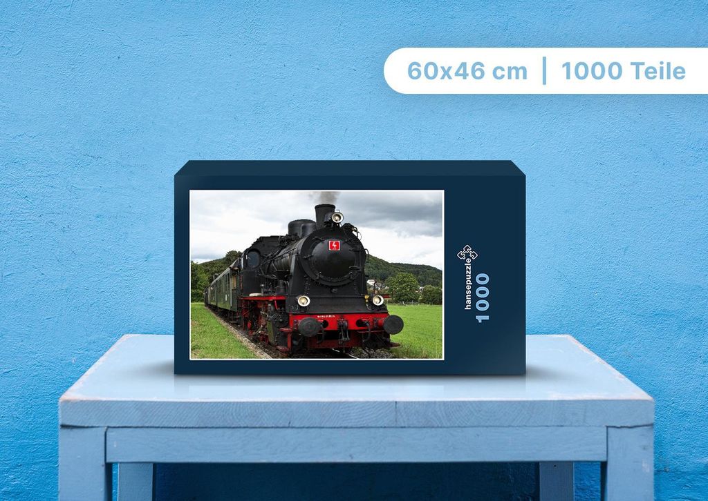 hansepuzzle 100943 - Dampflokomotive Puzzle, 1000 Teile, Fortbewegung, 60,0 x 46,0cm mit hochwertiger Aufbewahrung, Kartonbox & Beutel