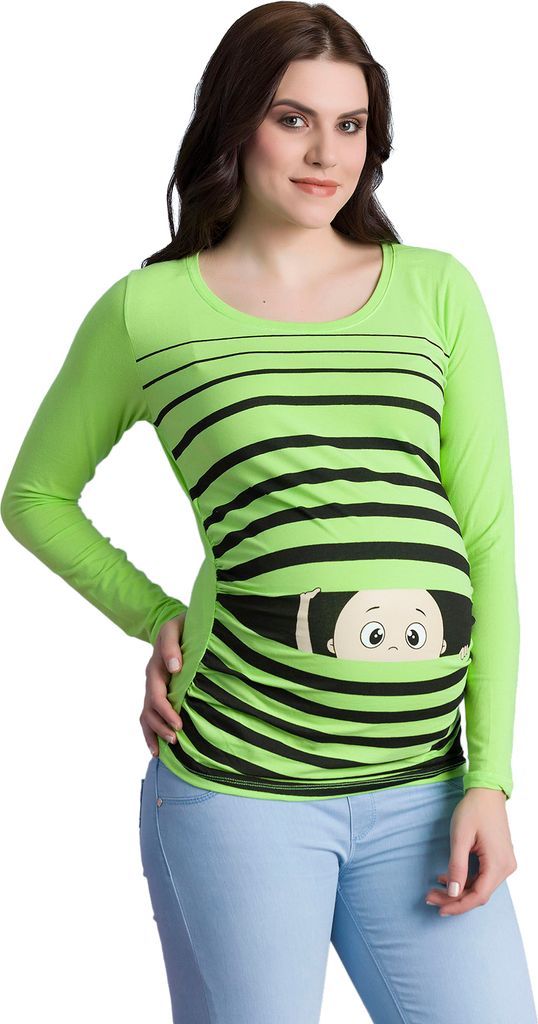 M.M.C. Umstandslangarmshirt Guck Guck mit Motiv, XL, Hellgrün