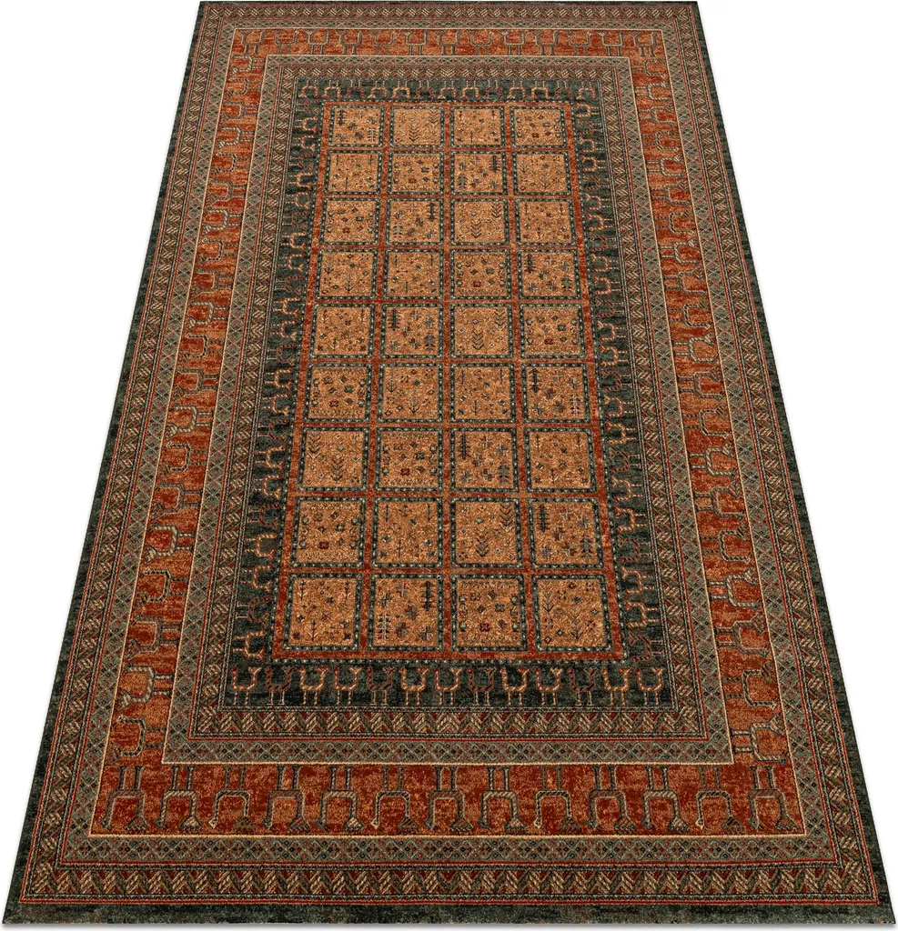Tapis d'entrée oriental 67x130 cm KASHQAI bordeaux pour déco chaleureuse