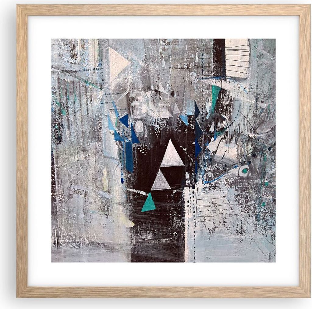 Gerahmtes Poster - Rahmen in heller Eiche - Abstraktion modern - 40x40 cm - Wand Bild - Wanddeko - Wandbilder - Wandposter - Bilderrahmen - Bilder ...