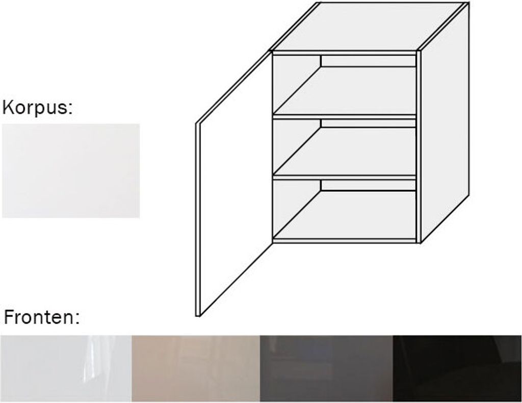 Hängeschrank (EST-WE/60) 1trg 60cm perlweiß matt Acryl Frontfarbe wählbar