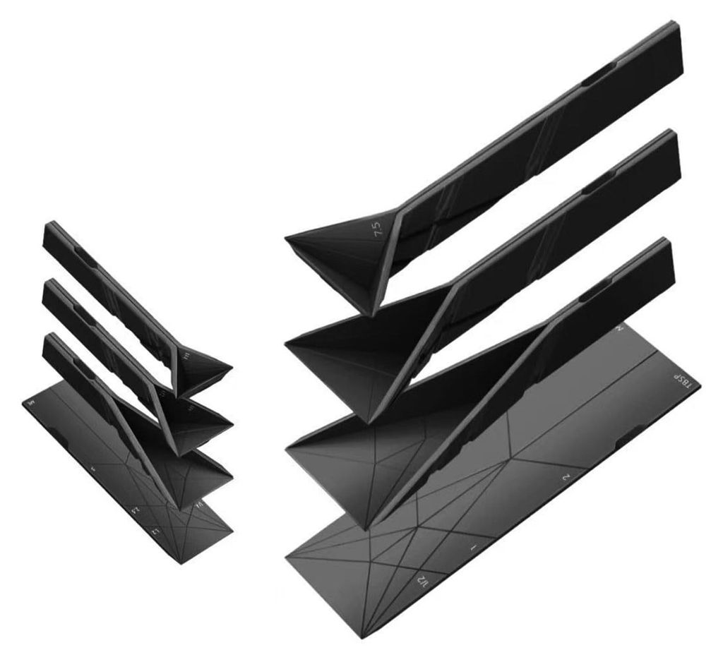 Flacher 3-in-1-Messlöffel aus Silikon, zusammenklappbar, magnetisch, platzsparend, ideal für trockene und flüssige Zutaten