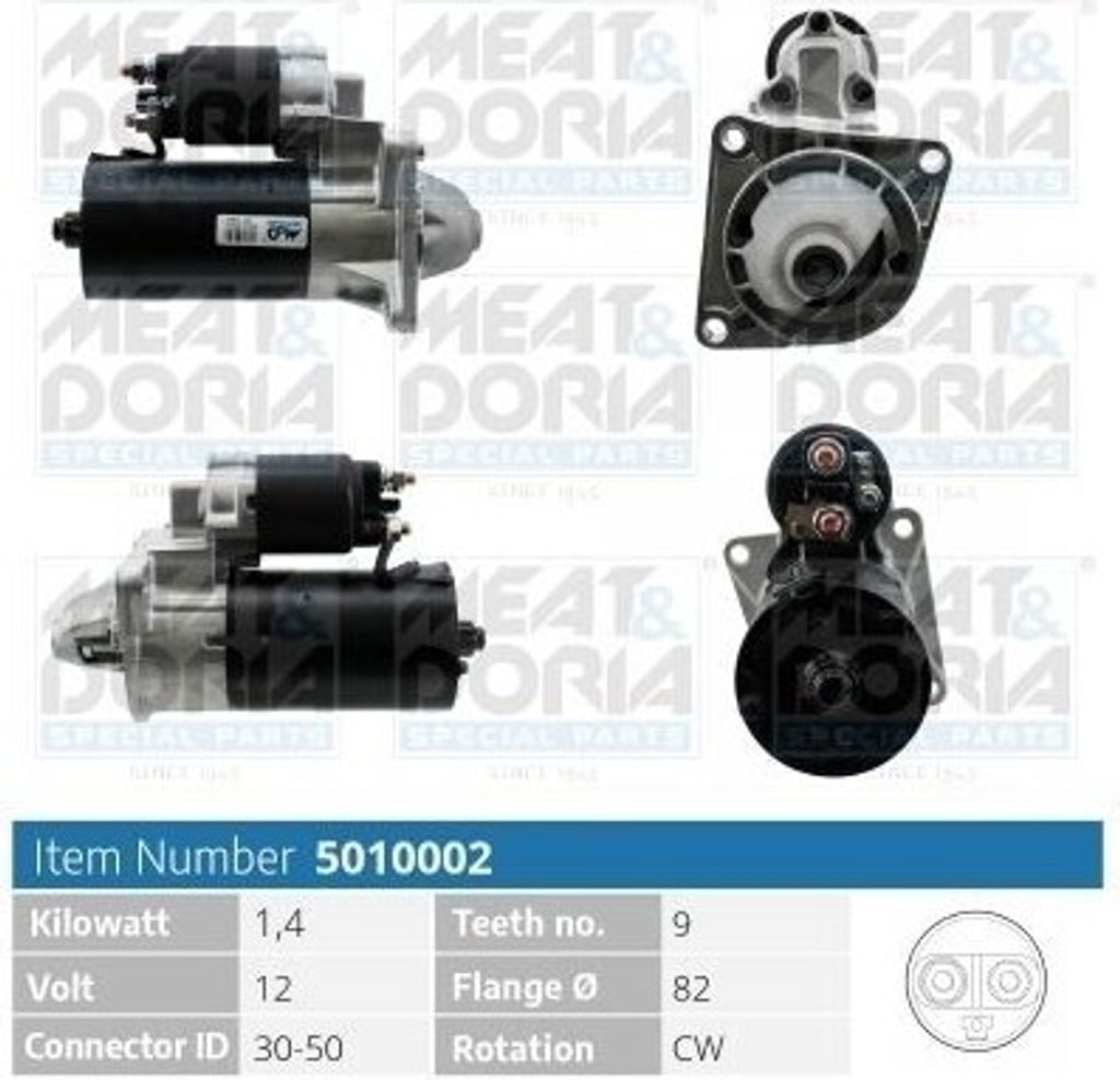 MEAT & DORIA 5010002 Starter Anlasser 1,4kW für OPEL ZAFIRA B (A05) 12V