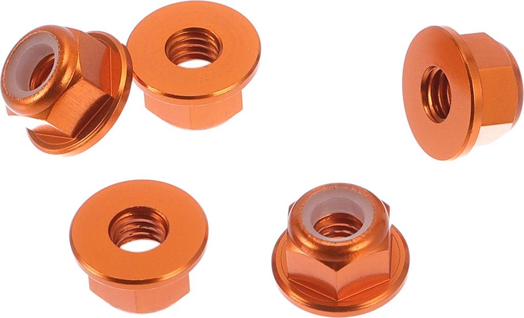5 Stück M4 Auto-Flanschmuttern aus Aluminiumlegierung, Kunststoff-Gummiring Flache Sechskant-Verriegelungsflanschmuttern Rutschfeste Verriegelungs...