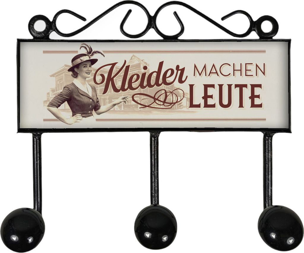 Kleider machen Leute Kleiderhaken Leiste mit 3 Haken Retro