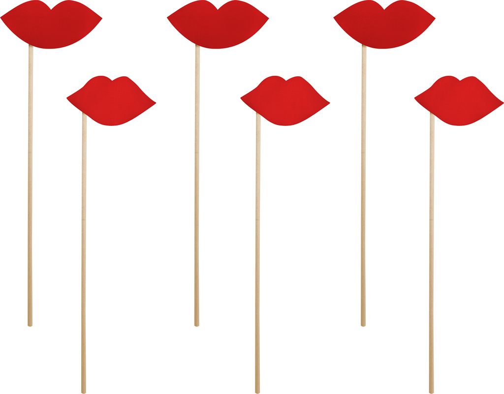 Fotobox Requisiten rote Lippen 6er Set Produktbild 