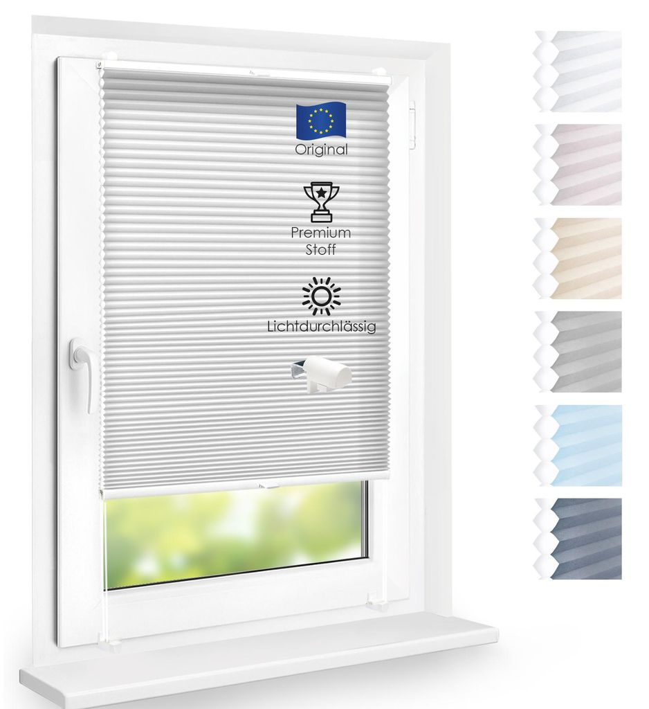 Wabenplissee lichtdurchlässig, ohne Bohren, Grau, 55x190