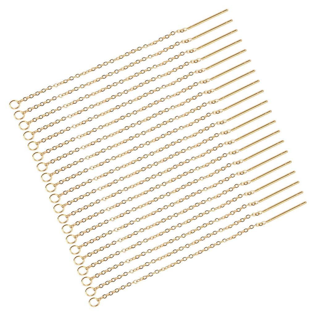 20er-Set 2,4-Zoll-Ohrstecker aus Edelstahl mit O-Kette – elegante Kettenohrringe für Damen, ideal für Verabredungen und Reisen