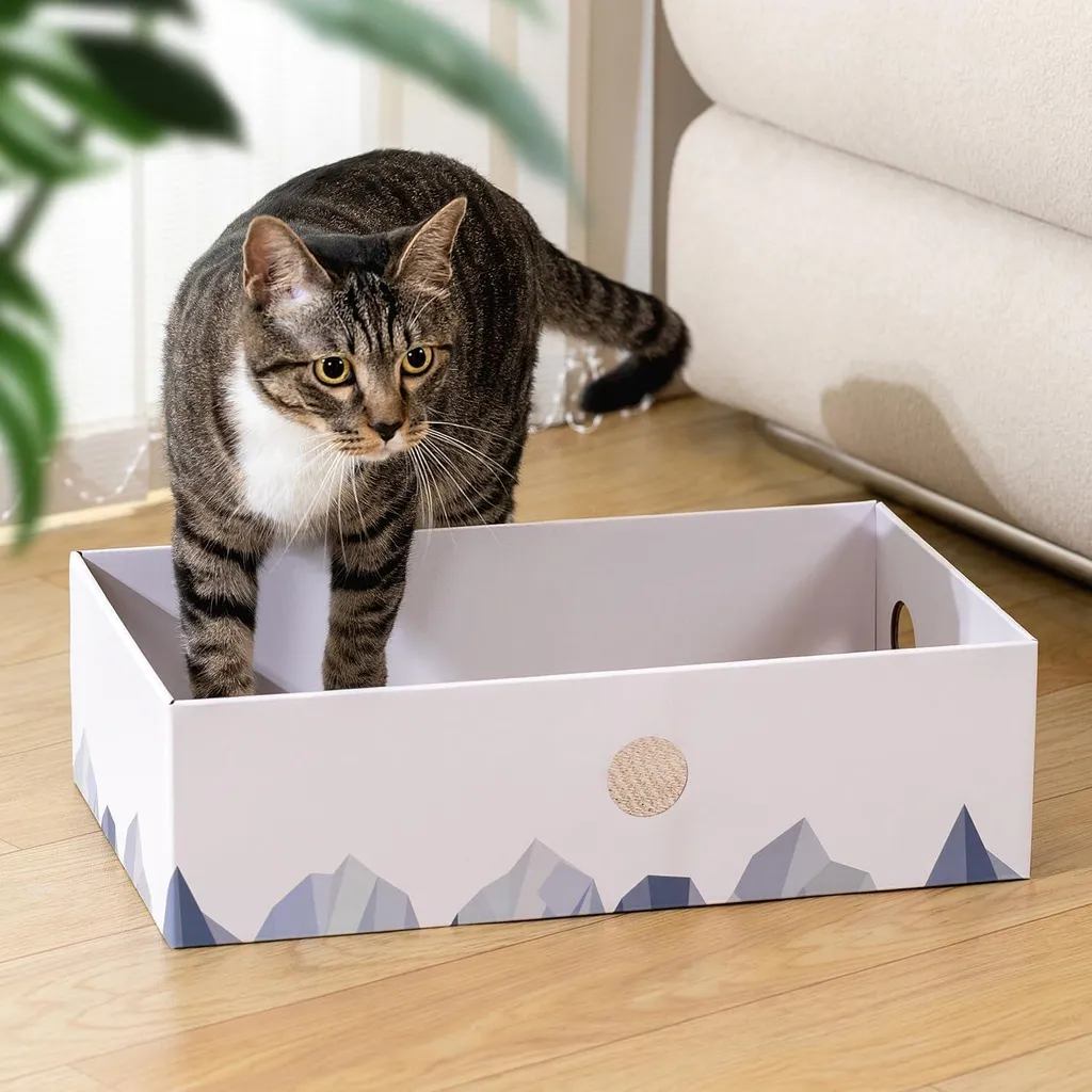 Griffoir pour chat blanc anti-griffures meubles - Carton grand et solide