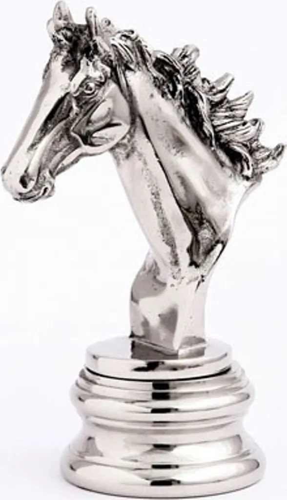 Statue Décorative Tête de Cheval en Métal Argenté pour Salon Chic