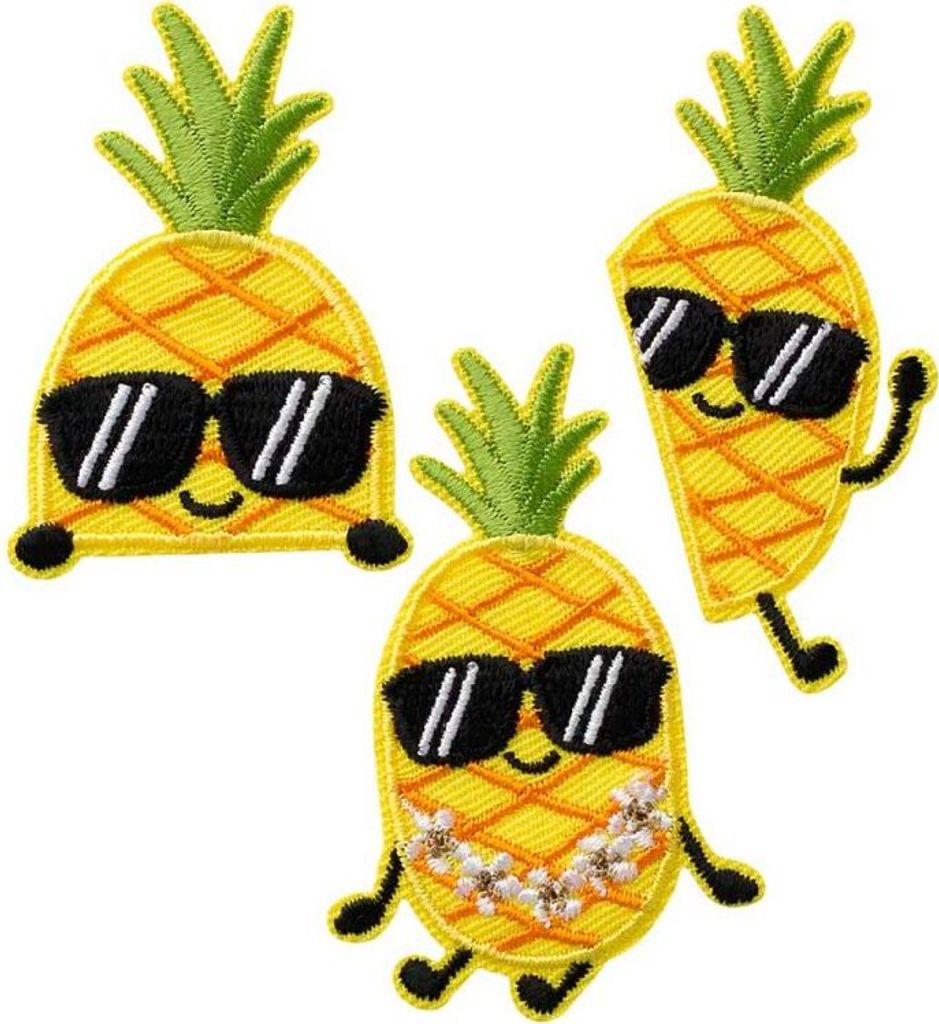 Mono-Quick 18164 Create Ananas Applikation, Bügelbild, Patch, Aufnäher, Aufkleber 3er Set