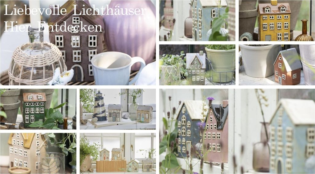 Teelichthaus im skandinavischen Stil. Modell Stillenat Gingerbread Schneekrystall, Keramik mit gebrannten Farben, braun rot, Größe 16 x 10 x 8 cm.