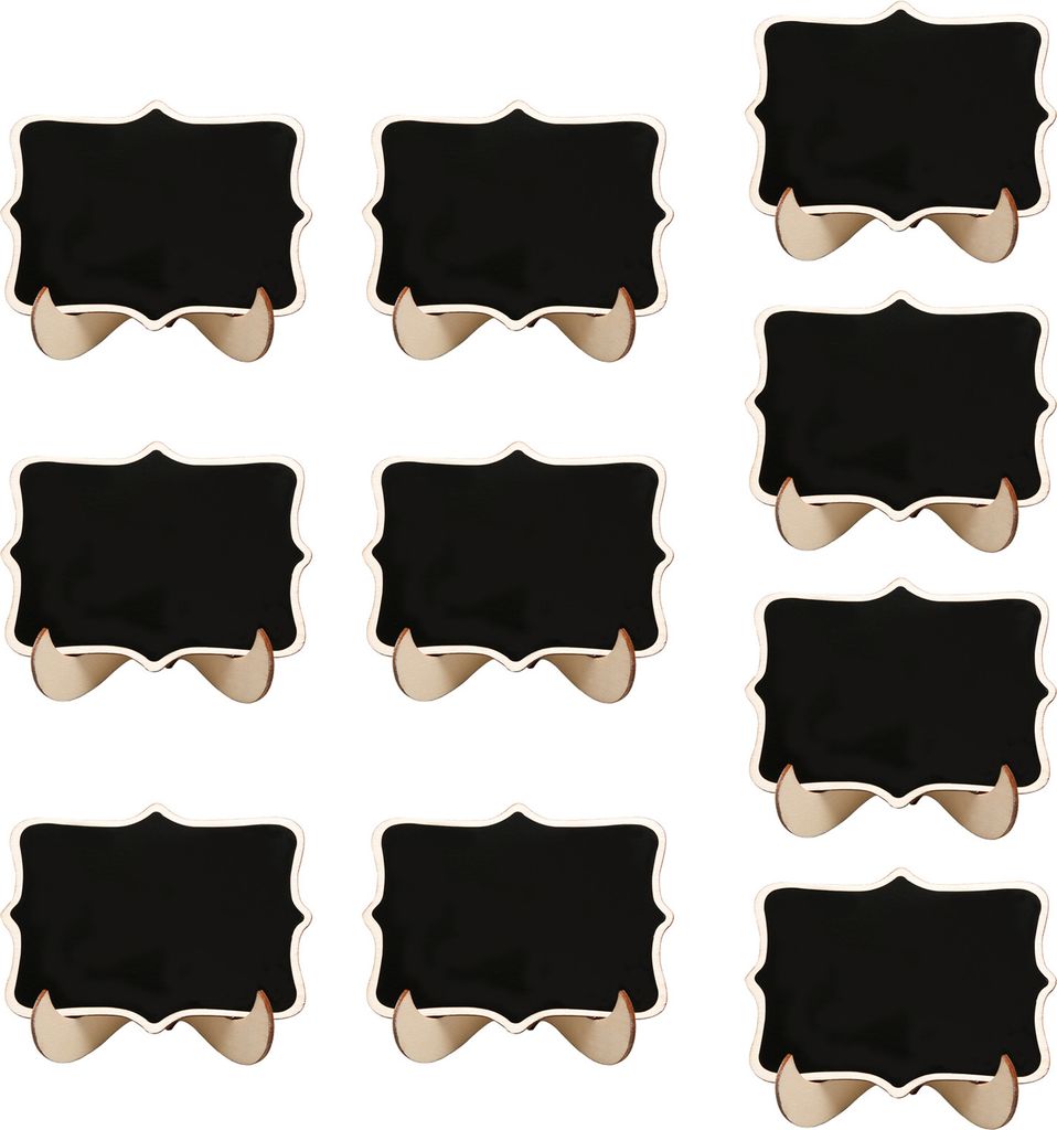 10 Stück Mini-Kreidetafel-Schilder mit Ständer, hölzerne Desktop-Tafel, wiederverwendbar, einseitig, kleine Nachrichtentafel, Hochzeitsfeier-Eve...