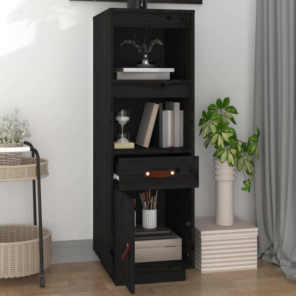 Maison Exclusive - Highboard Schwarz 34x40x108,5 cm Massivholz Kiefer