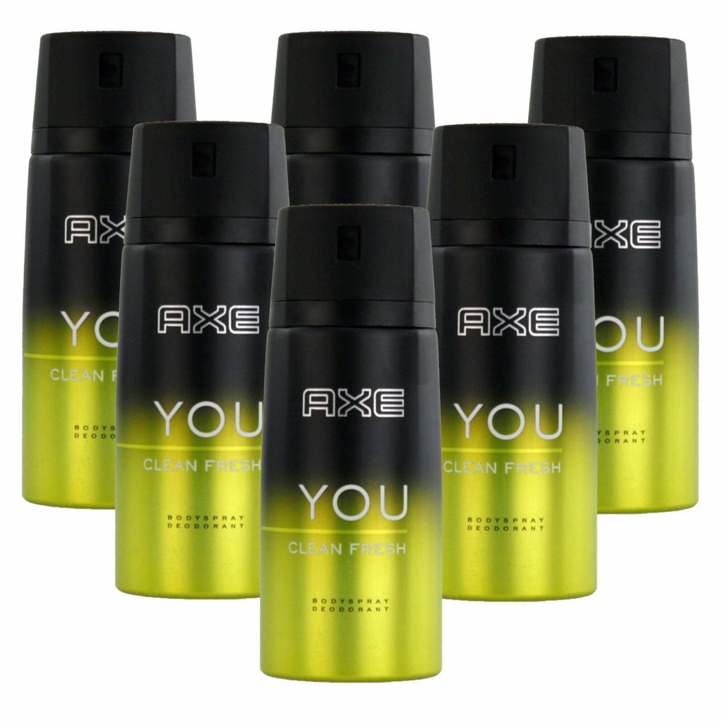 6 x 150ml Axe YOU Clean Fresh Deo Deospray Deodorant Bodyspray Herren Parfüm