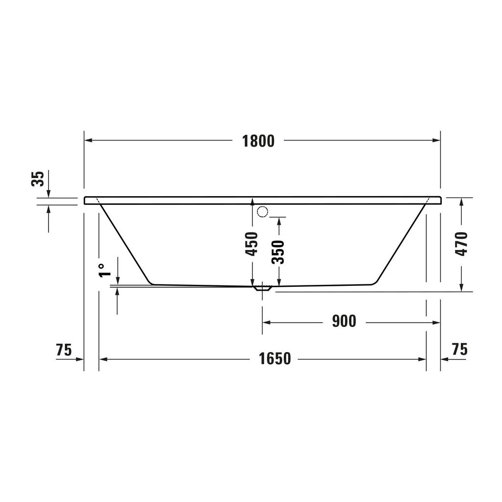 Duravit DuraPecos Rechteck-Badewanne mit zwei Rückenschrägen, für Einbau, Weiß aus Sanitäracryl , Größen:180 x 80 cm