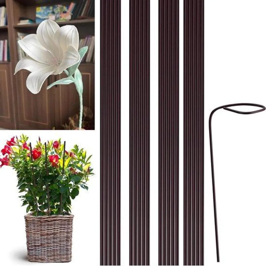 Tuteur plante en pot : Lot de 20 supports flexibles avec anneau jardin