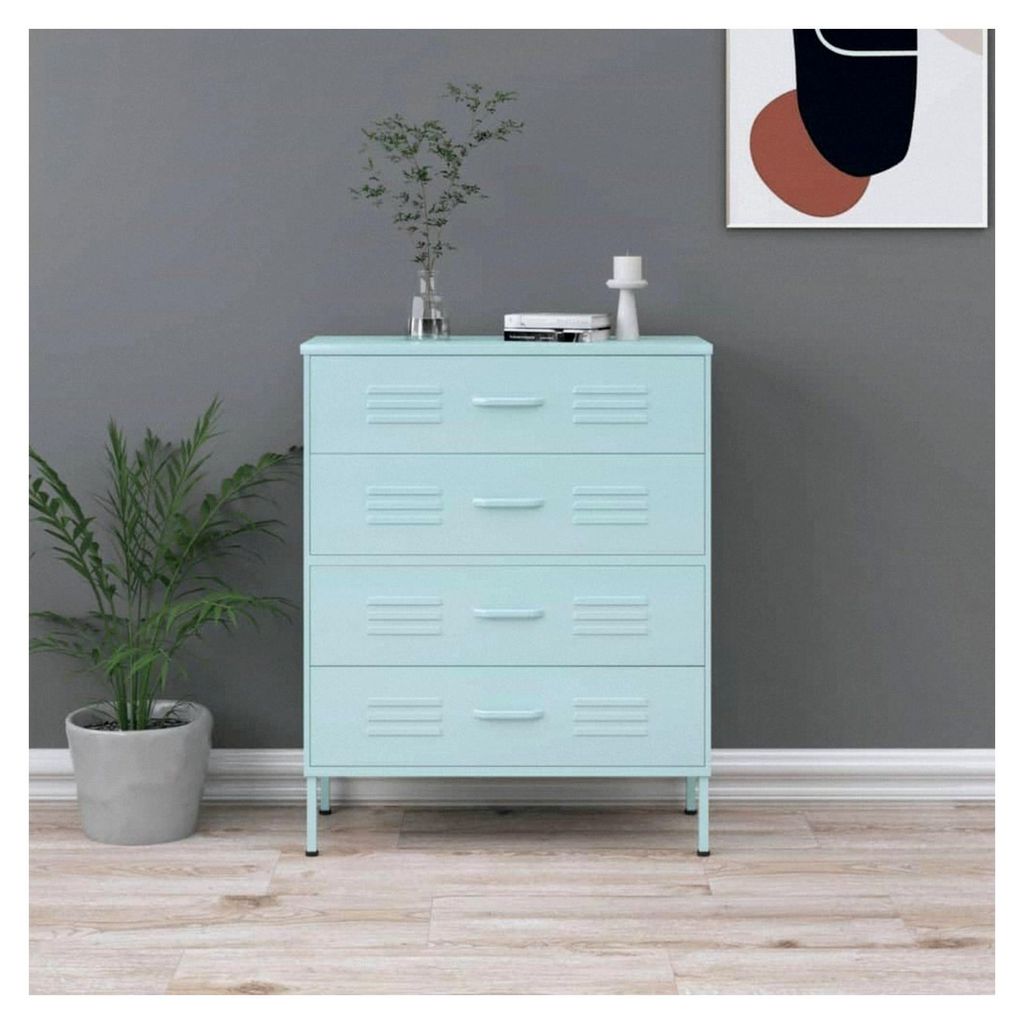 Kommode Minzgrün 80x35x101,5 cm aus Stahl für Schlafzimmer und Wohnzimmer