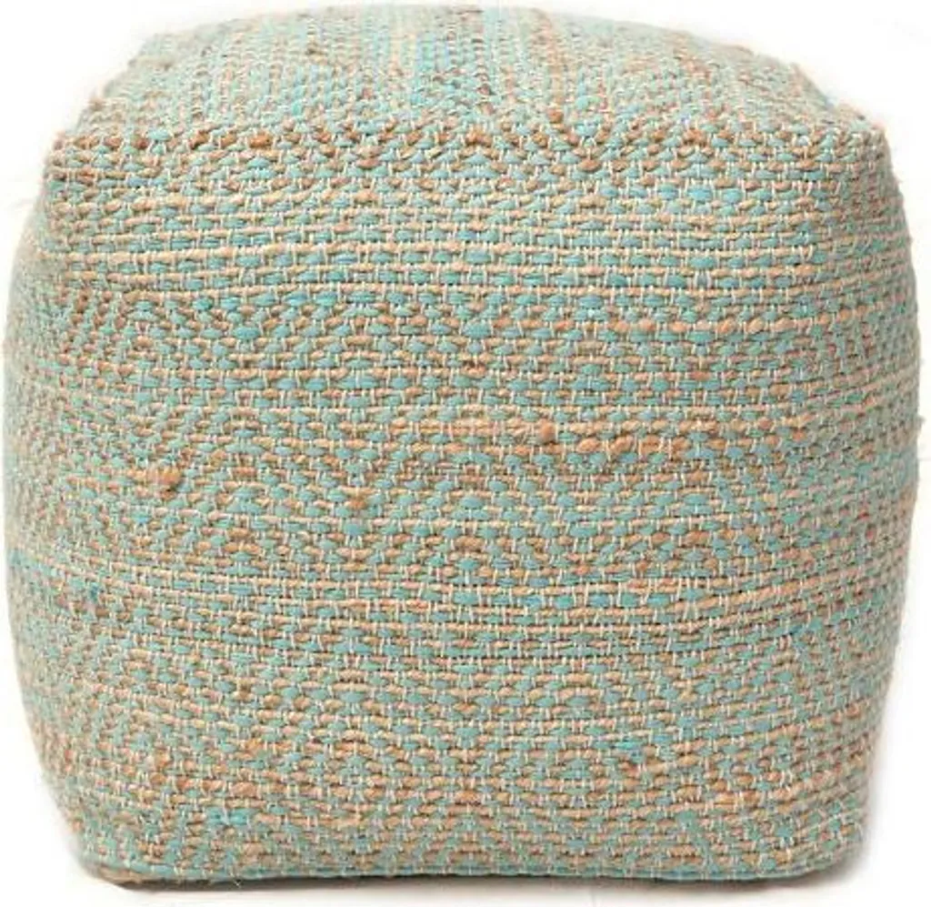 Pouf Abella aqua 40x40 cm en tissu - Repose-pieds compact et design