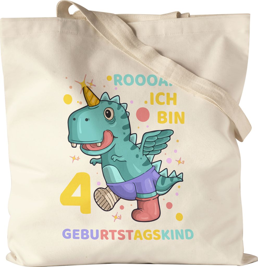 Roooaarr Ich Bin 4 Jutebeutel Dinosaurier Dino T-Rex Geburtstag Kindergeburtstag