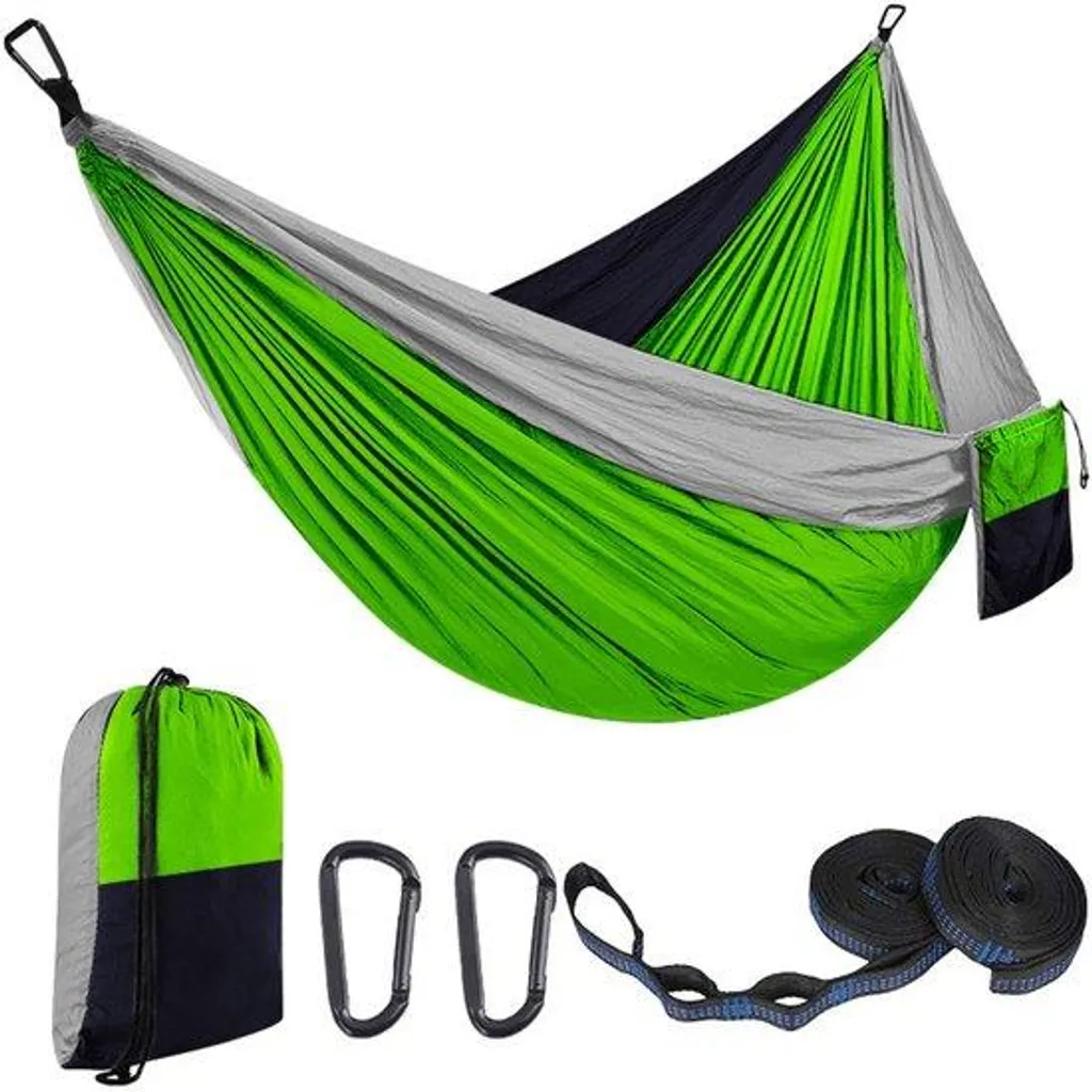 Hamac de camping portable pour randonnée et vélo - Toile parachute 2p