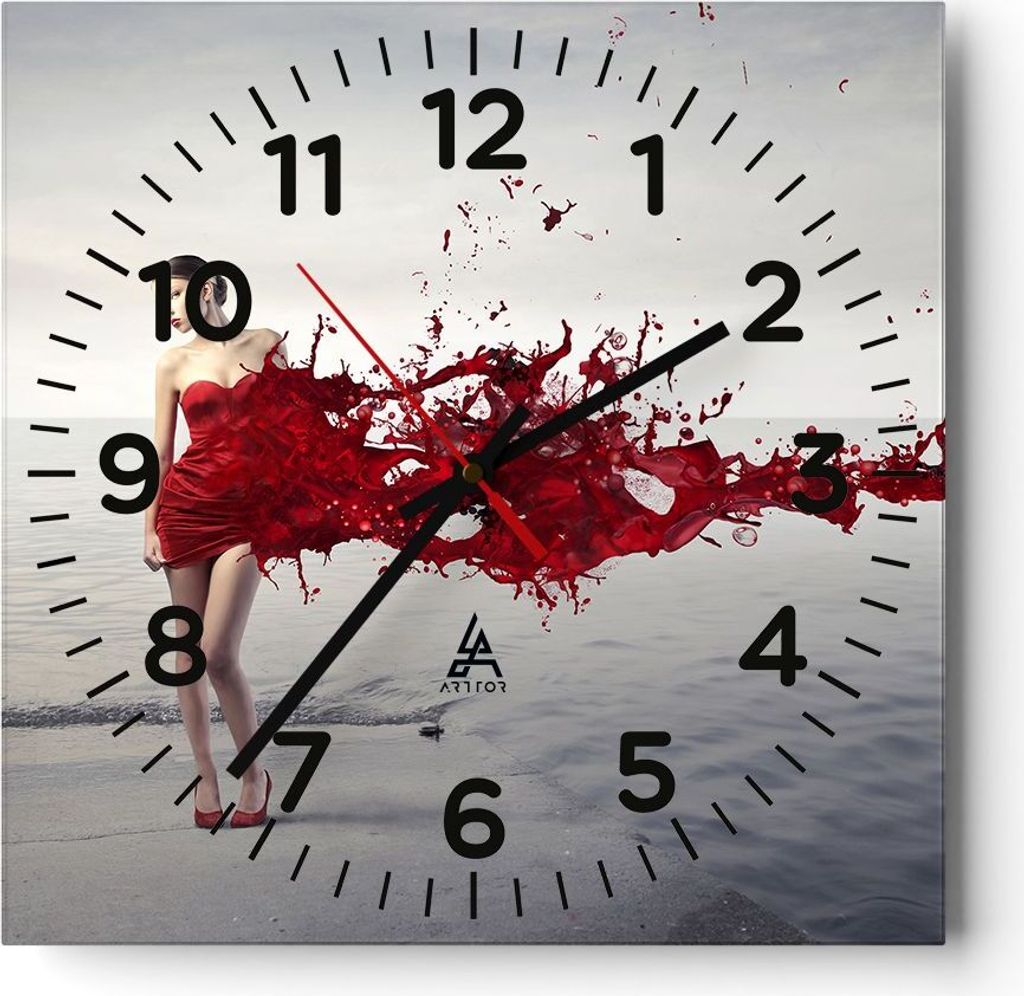 Wanduhr - Quadrat - Glasuhr - Weiblich modell posieren nackt - 30x30cm - Schleichendes Uhrwerk - Lautlos - zum Aufhängen bereit - Dekoration Moder...