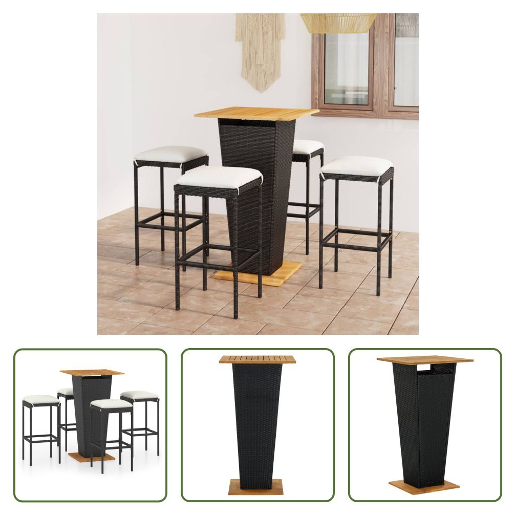The Living Store 5-tlg. Gartenbar-Set mit Kissen Poly Produktbild 