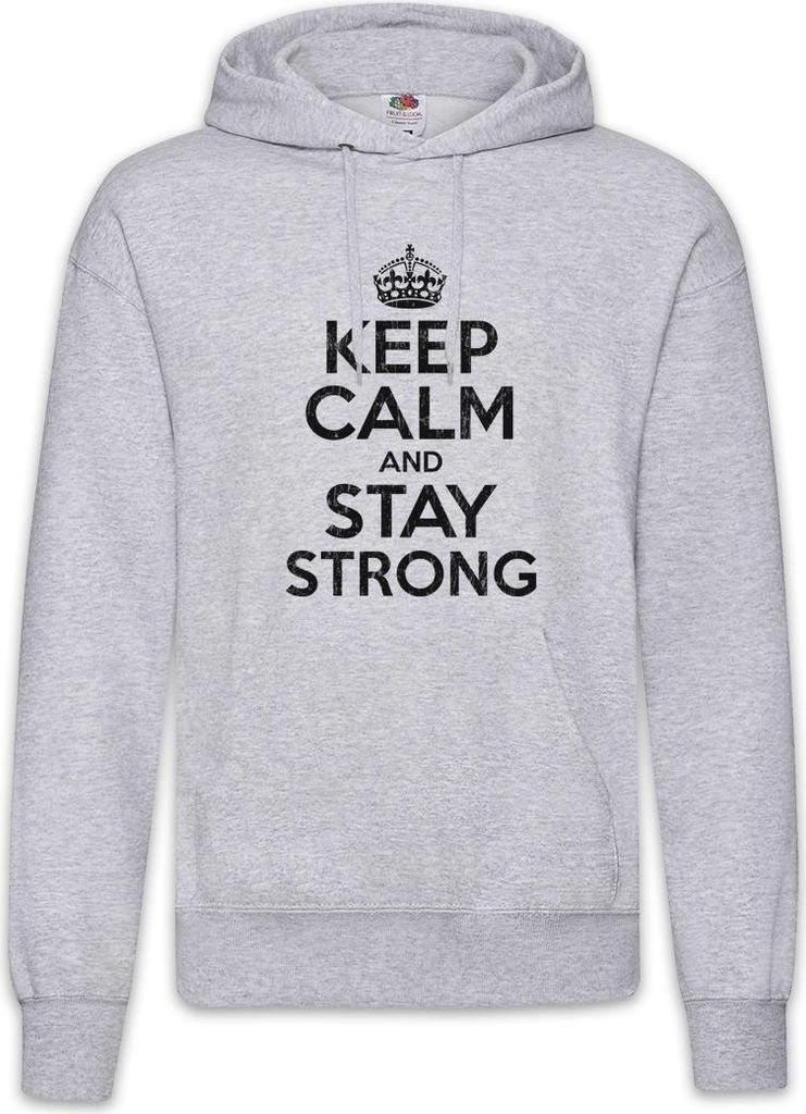 Urban Backwoods Keep Calm And Stay Strong, Herren Hoodie, Farbe: Hellgrau, Größe: S