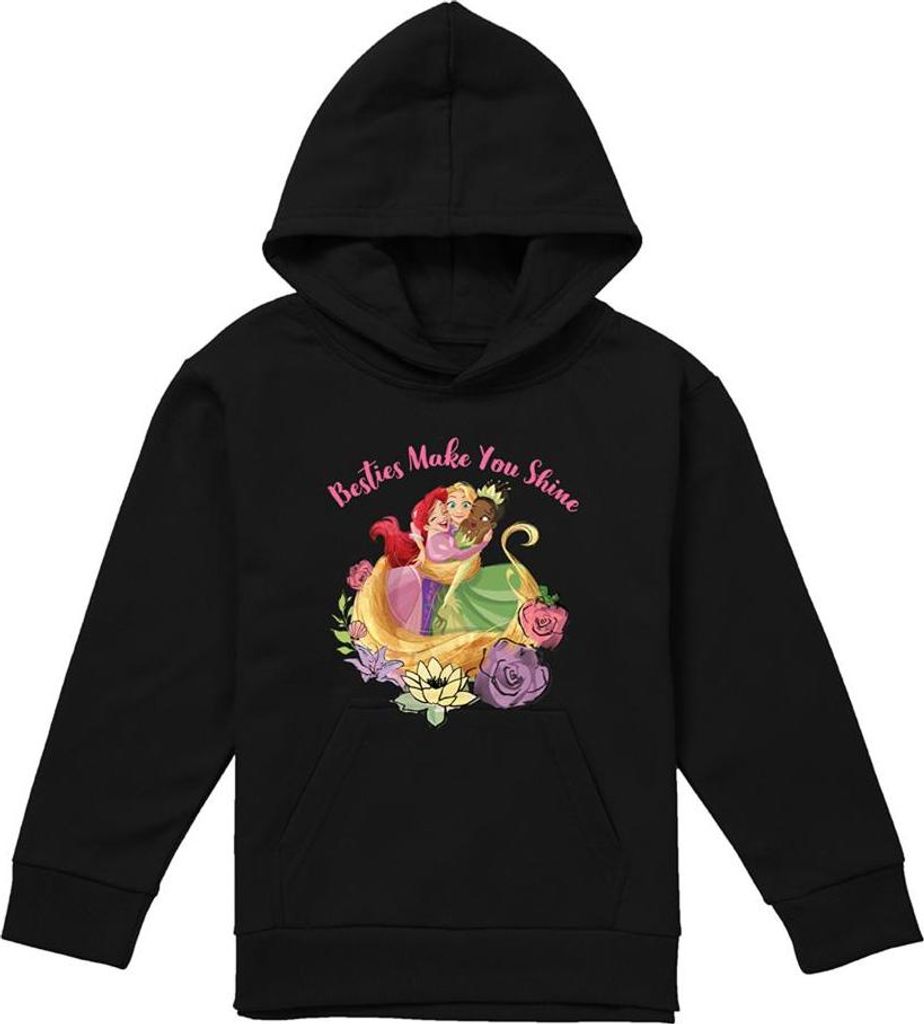 Disney Princess - "Besties Shine" Kapuzenpullover für Kinder, meliert TV22397 (116) (Schwarz)