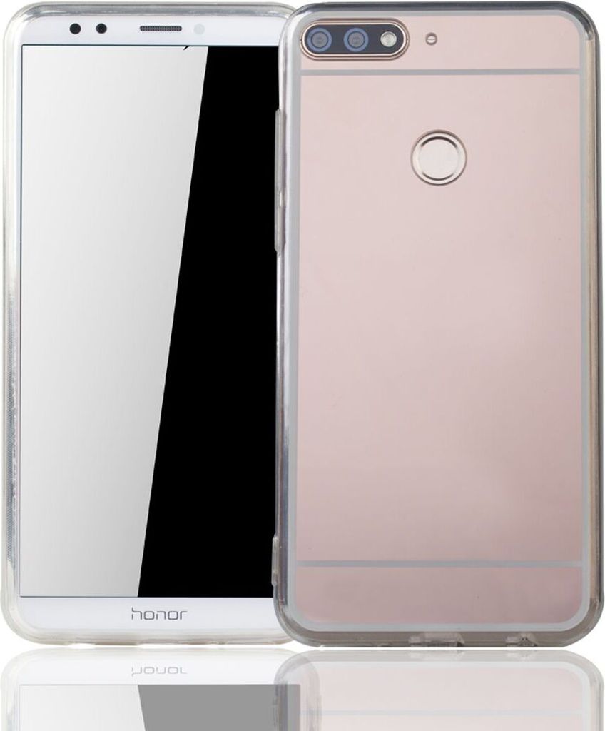 Huawei Honor 7C Handy Hülle Spiegel Mirror Soft-Case Schutz-Cover Rose Gold